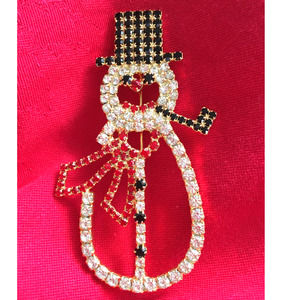 VINTAGE SPARKLING SNOWMAN PIN